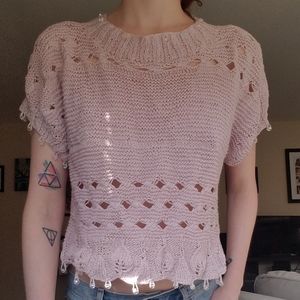 Vintage Beaded Crop Sweater